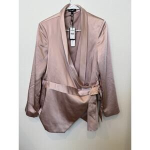 Express Satin Wrap Jacket in Blush Pink